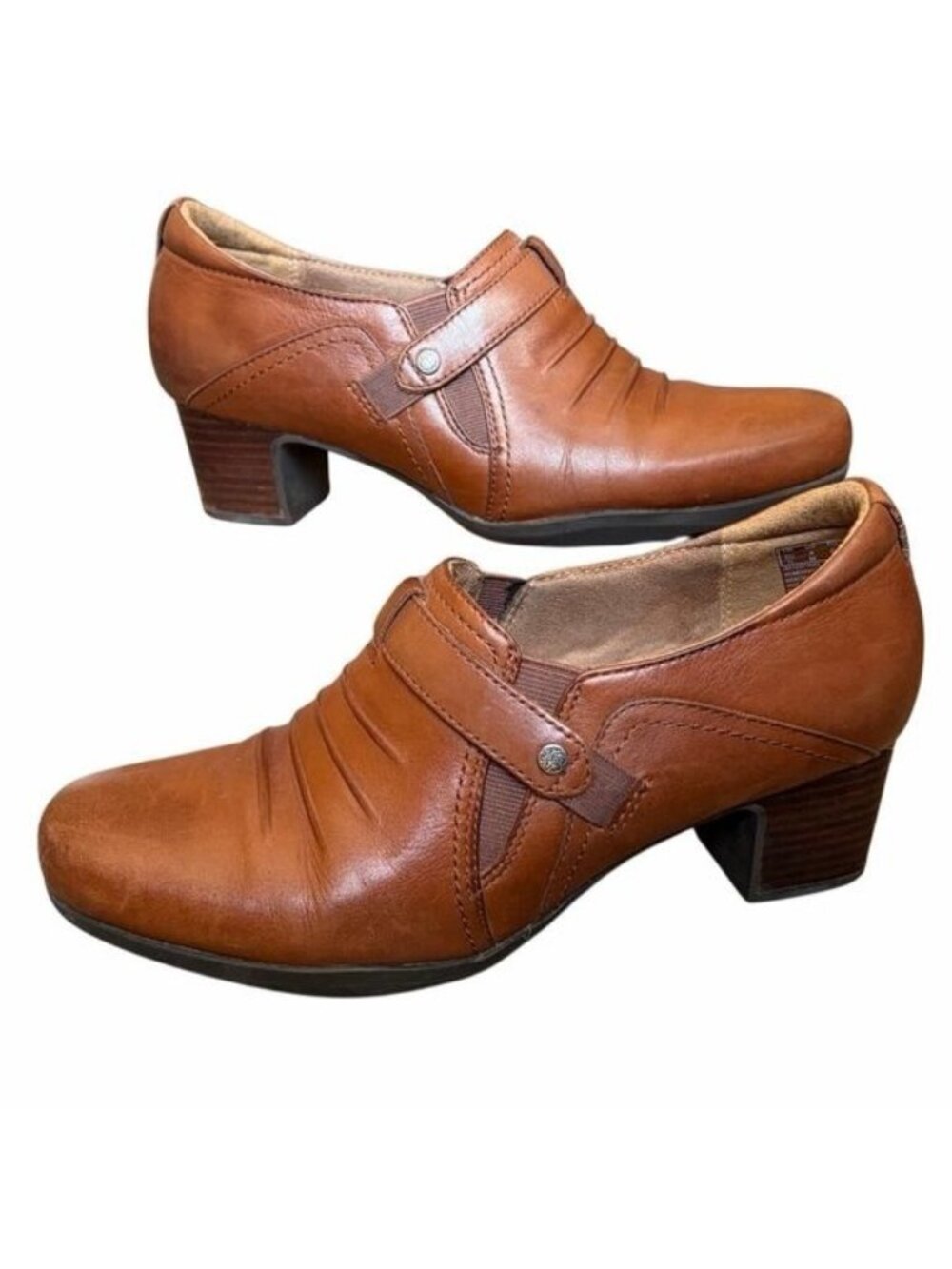 Clarks Artisan Rosalyn Nicole Comfort Heel Shoes Brown Cushioned Womens Size 9